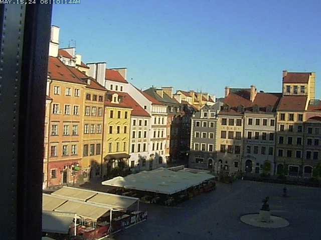 Widok z kamery na Rynek Starego Miasta Warszawie