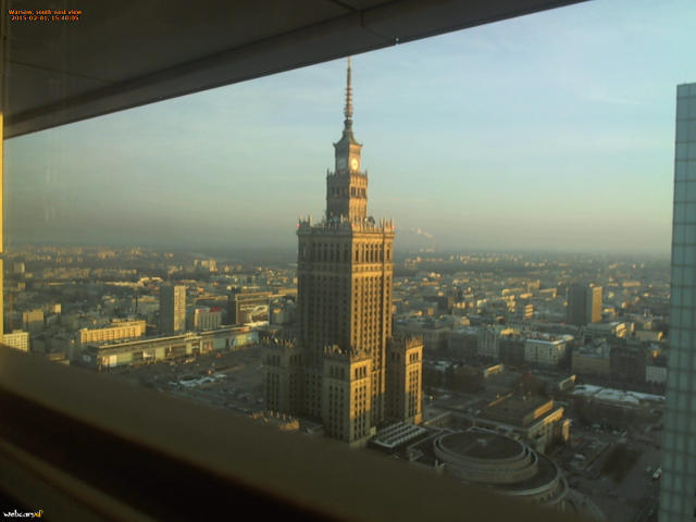 Widok z Warsaw Financial Center z kamery w Warszawie
