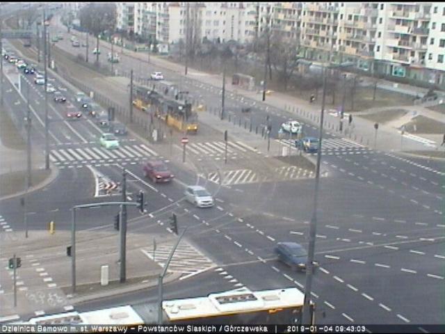 Widok z kamery w Bemowie na ulicę Górczewską w Warszawie